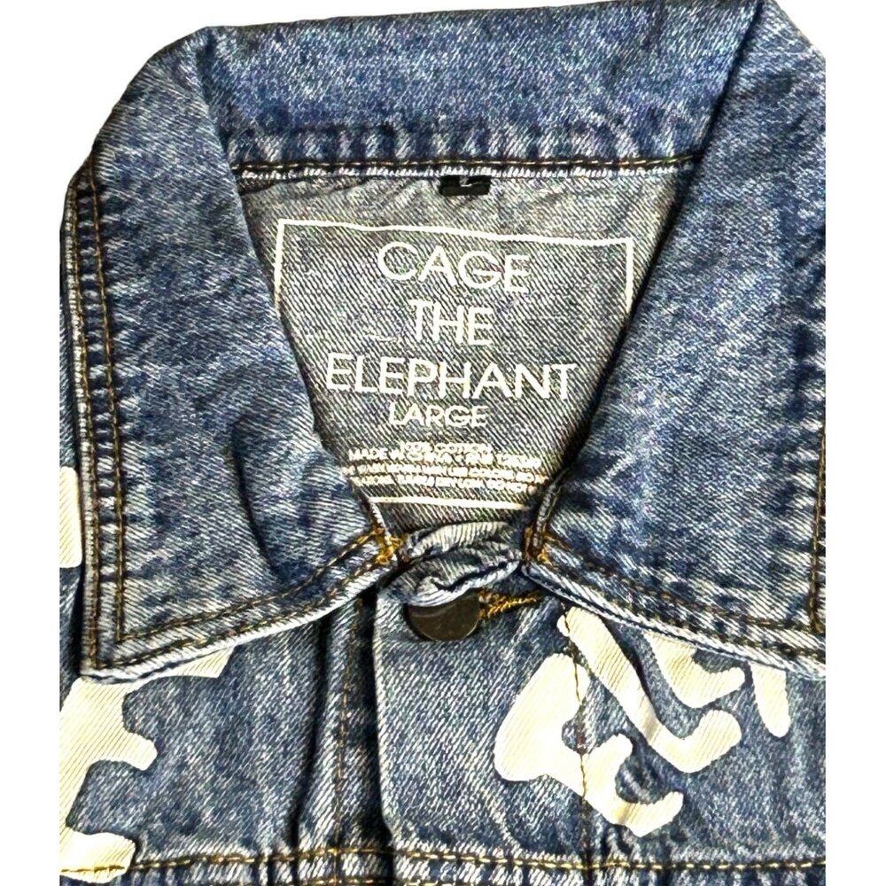 Cage The Elephant Denim Jacket Blue Graphic Art Size Large - Picture 4 of 10